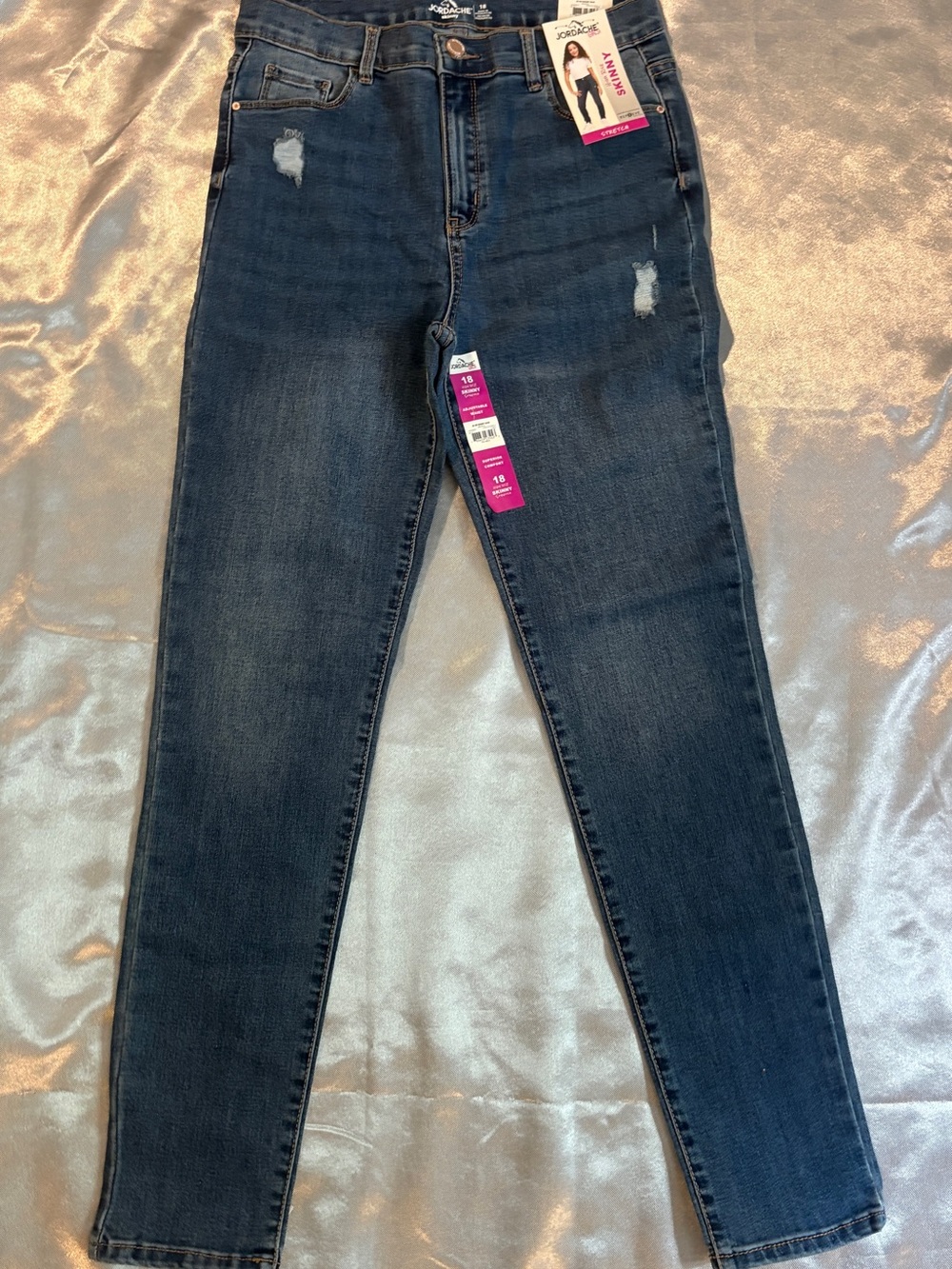 Women’s Dark Blue Distressed Jeggings - Unknown Brand